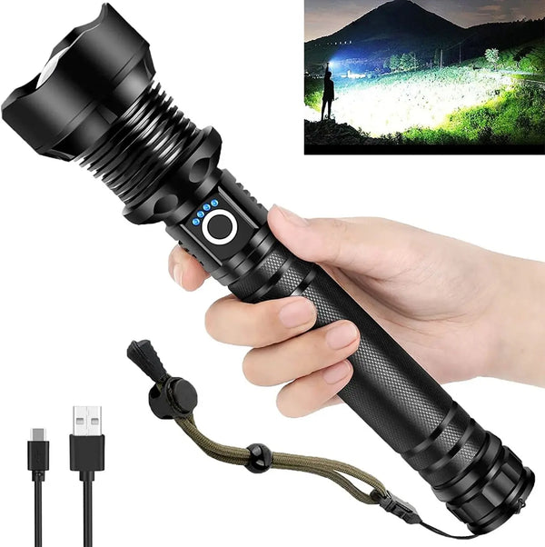 DivaLite 10,000 Lumens LED Flashlight - 5 Modes Waterproof Outdoor Tactical Torch Flash Light LED & Rechargeable DIVALITE