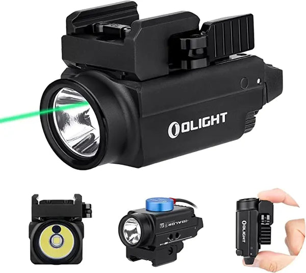 OLIGHT Baldr S 800 Lumens Compact Rail Mount Weapon light with Green Beam and White LED Combo, Magnetic USB Rechargeable Tactical Flashlight with 1913 or GL Rail, Battery Included OLIGHT