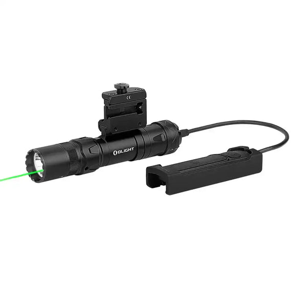 OLIGHT Odin GL Mini 1000 Lumens Picatinny Rail Mounted Rechargeable Tactical Flashlight with Green Beam and White LED Combo, Removable Slide Rail Mount and Dual-Button Remote Pressure Switch (Black) - Byrna California